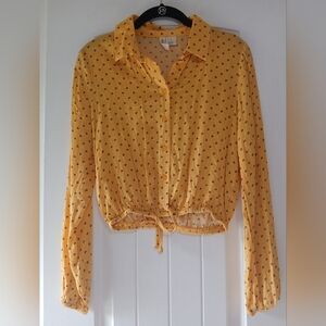 Yellow Button-Up Women's Top Size Small